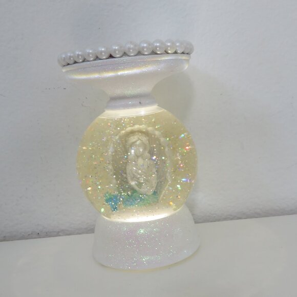 (#104) Bath Body Works Lighted Mermaid Pearl Water Globe 3-Wick Candle Holder - Picture 1 of 8